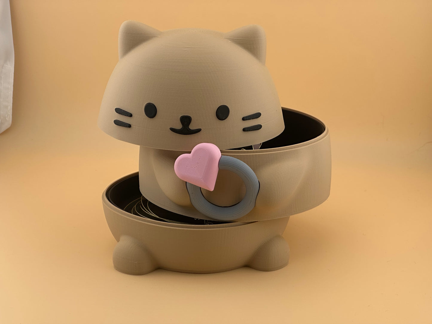 Handcrafted Cat Jewellery Box – Eco-Friendly PLA Trinket Storage with Velvet Lining