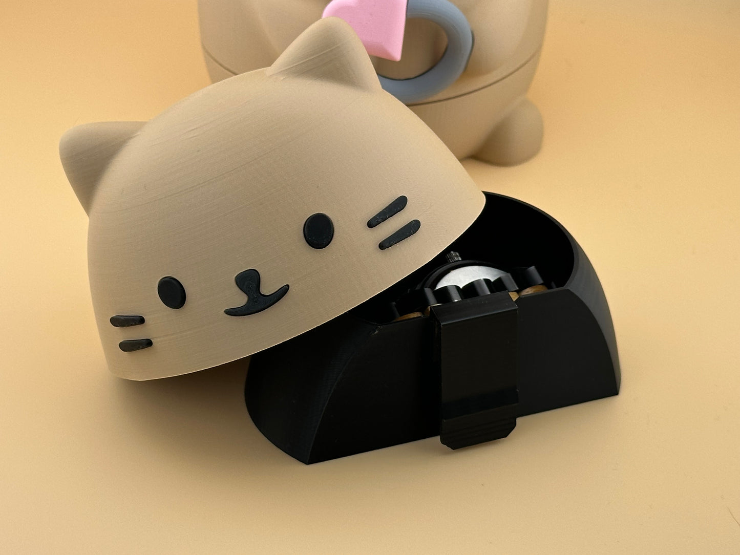 Handcrafted Cat Jewellery Box – Eco-Friendly PLA Trinket Storage with Velvet Lining
