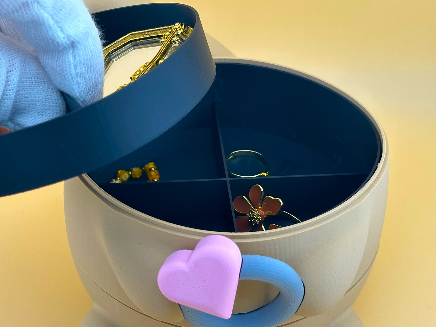 Handcrafted Cat Jewellery Box – Eco-Friendly PLA Trinket Storage with Velvet Lining