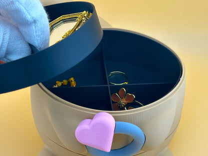 Handcrafted Cat Jewellery Box – Eco-Friendly PLA Trinket Storage with Velvet Lining