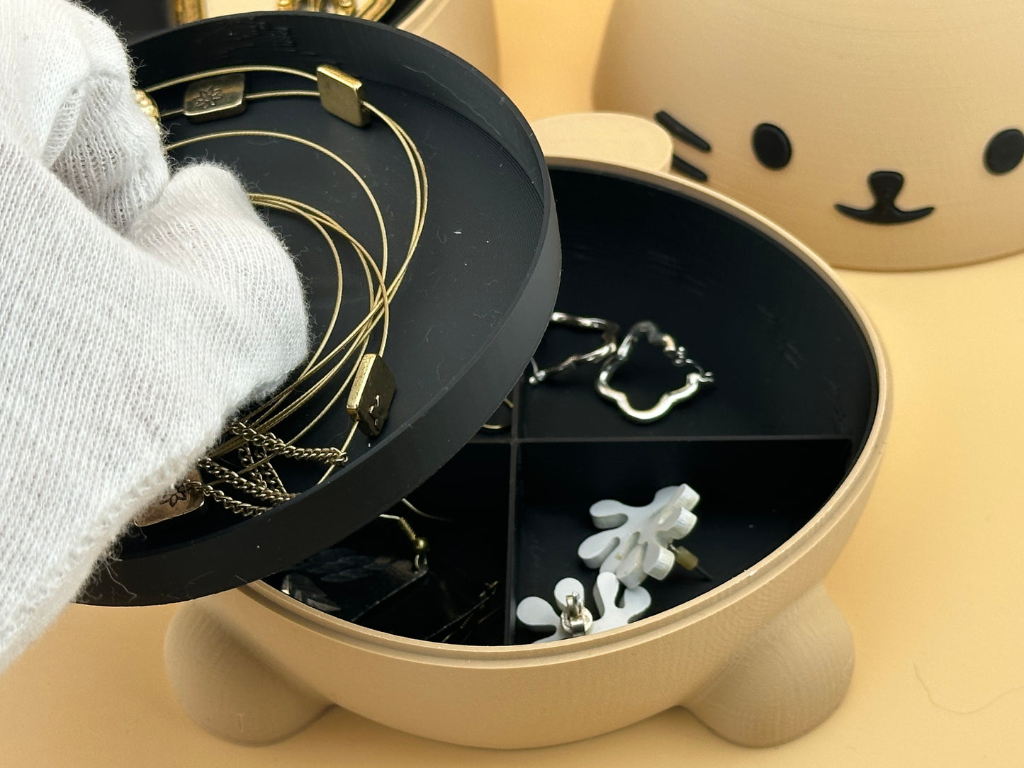Handcrafted Cat Jewellery Box – Eco-Friendly PLA Trinket Storage with Velvet Lining
